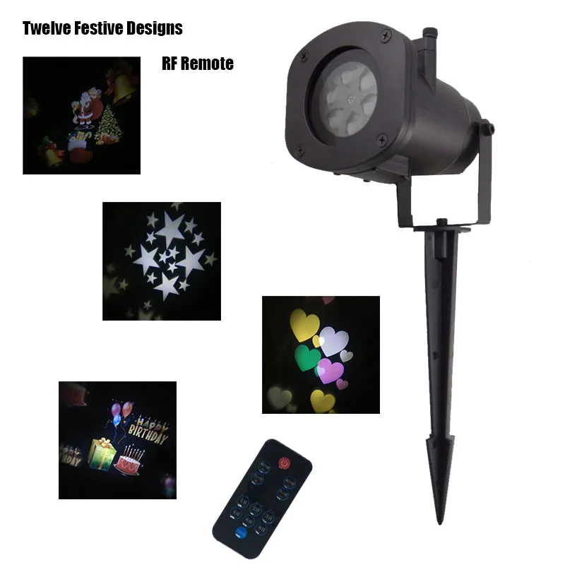 12 праздничных дизайнов Светодиодный проекционный фонарь открытый Крытый