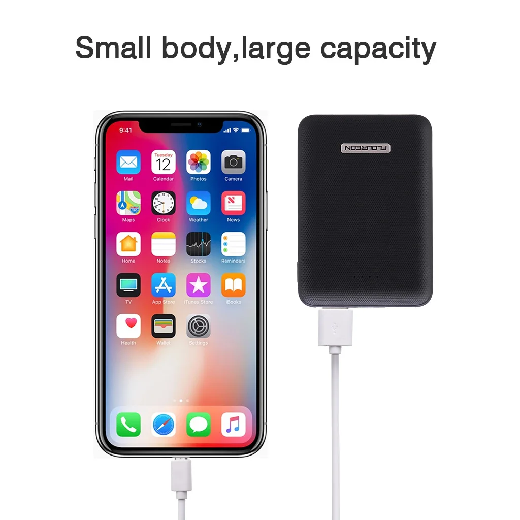 Floureon 10000 mAh Мощность bank Dual USB Портативный внешний Батарея Зарядное устройство 5 V 2A мобильного телефона Батарея Зарядное устройство для iPhone X samsung