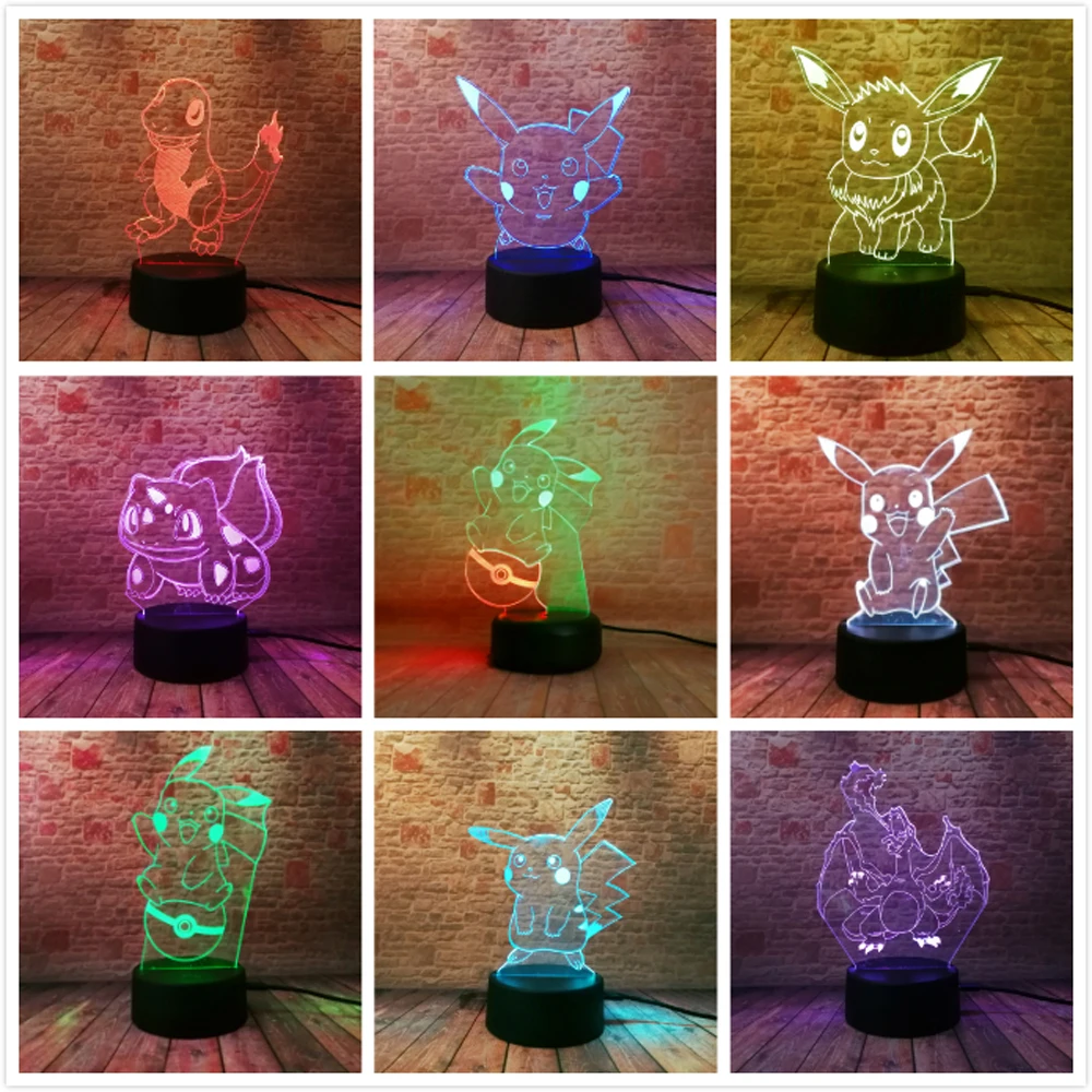 Аниме 3D фигурка Pokemon Go Pikachu Eevee маленький Огненный Дракон Pokeball булбазавр ночной