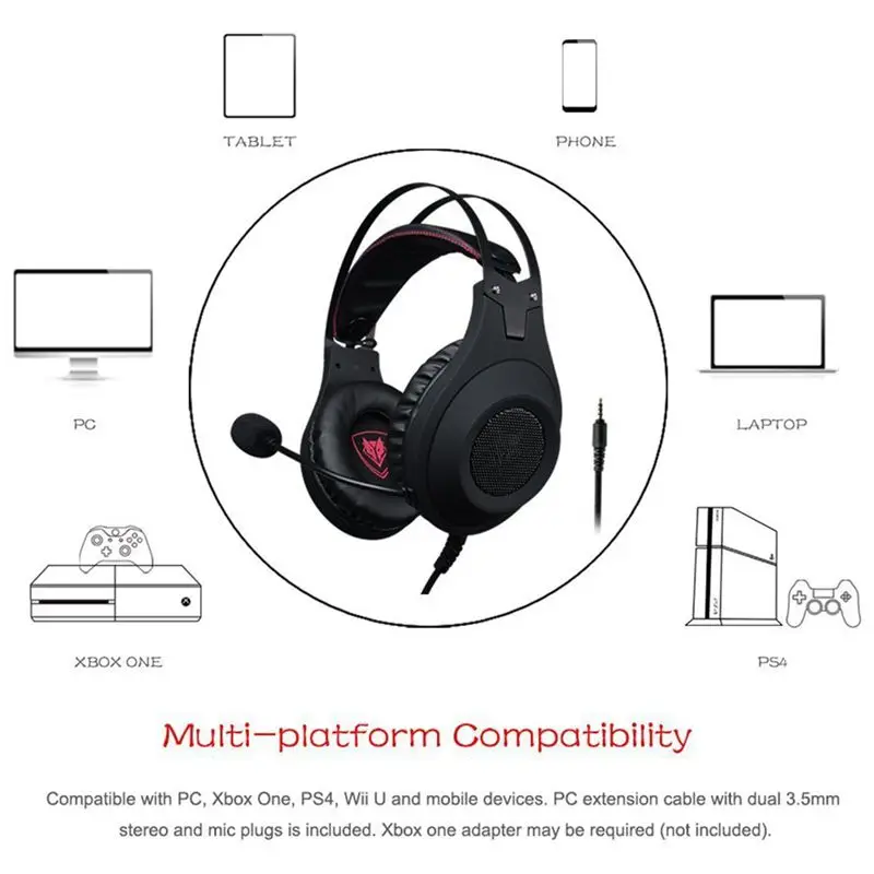 Nubwo N2 3,5 мм игровая гарнитура PC Gamer Bass Наушники с микрофоном для PS4 телефона N2U USB Игровые наушники с светодиодный для компьютера
