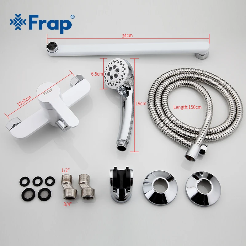 frap wall mounted bathtub faucet outlet pipe brass surface spray painting handheld shower head 7 colors bathroom faucet set free global shipping
