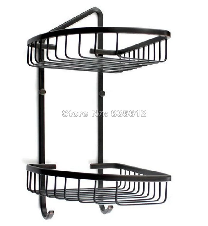 Аксессуары для ванной комнаты/черная бронзовая настенная Двухуровневая угловая