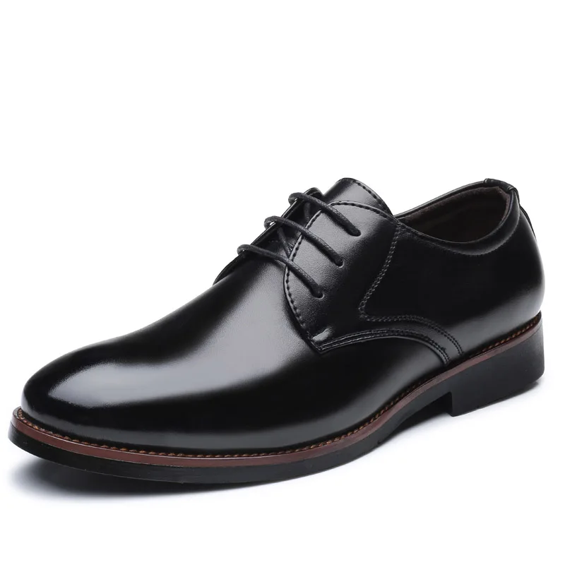 Black shoes ROXDIA/Мужские модельные туфли из искусственной кожи для мужчин; мужские туфли-оксфорды на плоской подошве с острым носком в деловом стиле; размеры 39-48; RXM073 - Цвет: Black shoes