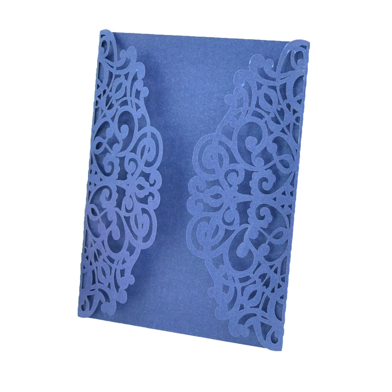 

High quality elegant pearl paper Laser cut wedding invitation card