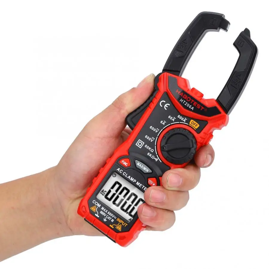 HT206 AC/DC Мини цифровой токоизмерительный прибор для измерения напряжения