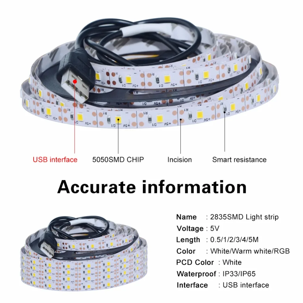 USB RGB Светодиодные ленты светильник ТВ Подсветка 5V 0 5 HDMI кабель 1 м 2 3 4 Fita цветная