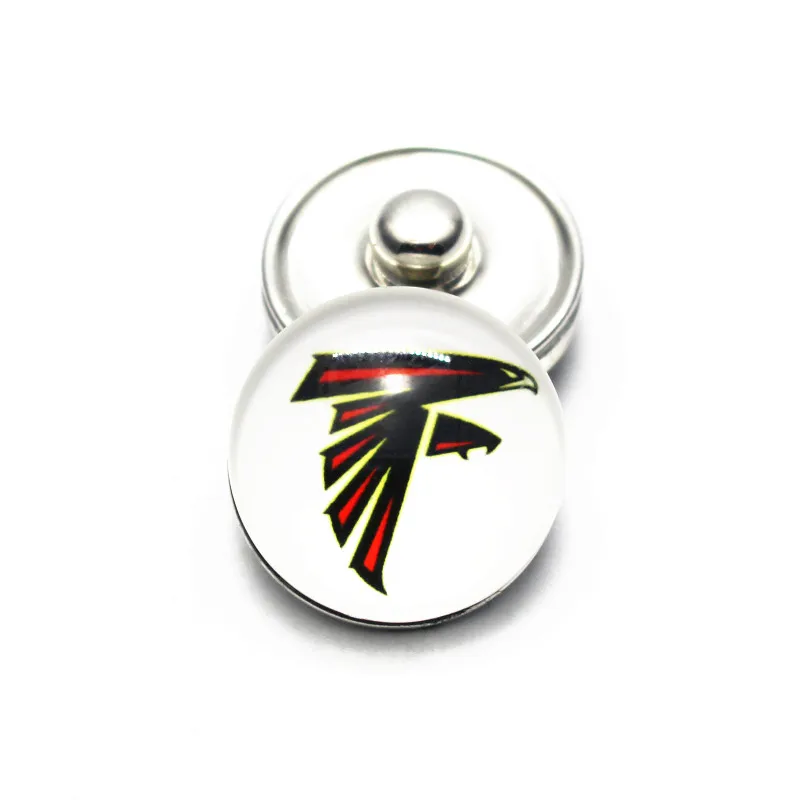 20 шт./лот 18 мм стеклянные пуговицы футбол Atlanta Falcons круглые оснастки Chams Fit DIY имбирный браслет с застежкой и браслеты ювелирные изделия