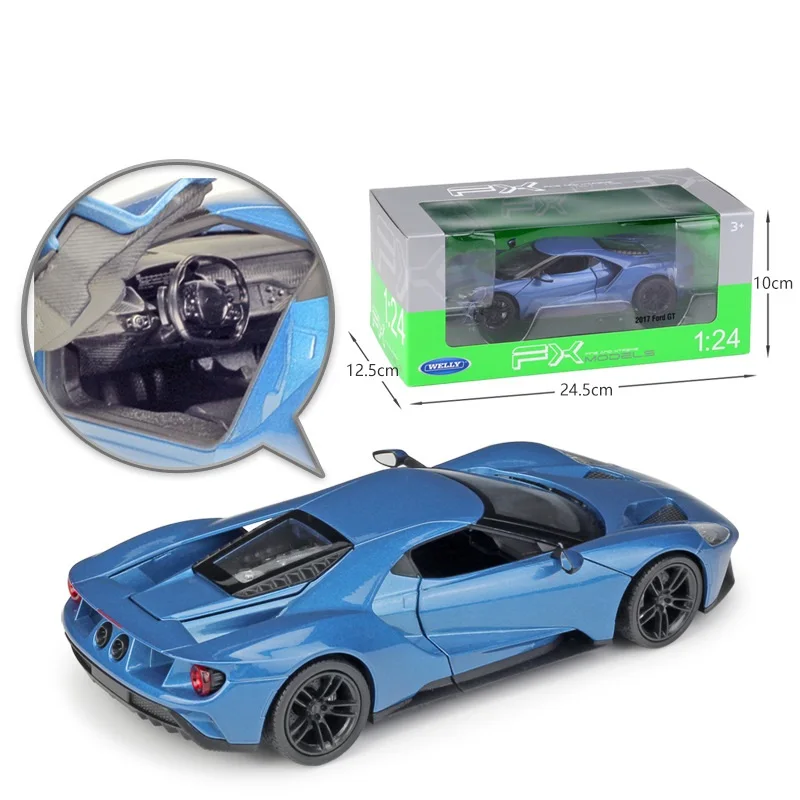 1:24 Welly Ford GT 2017 Синий/Красный литой под давлением модель автомобиля|Наземный
