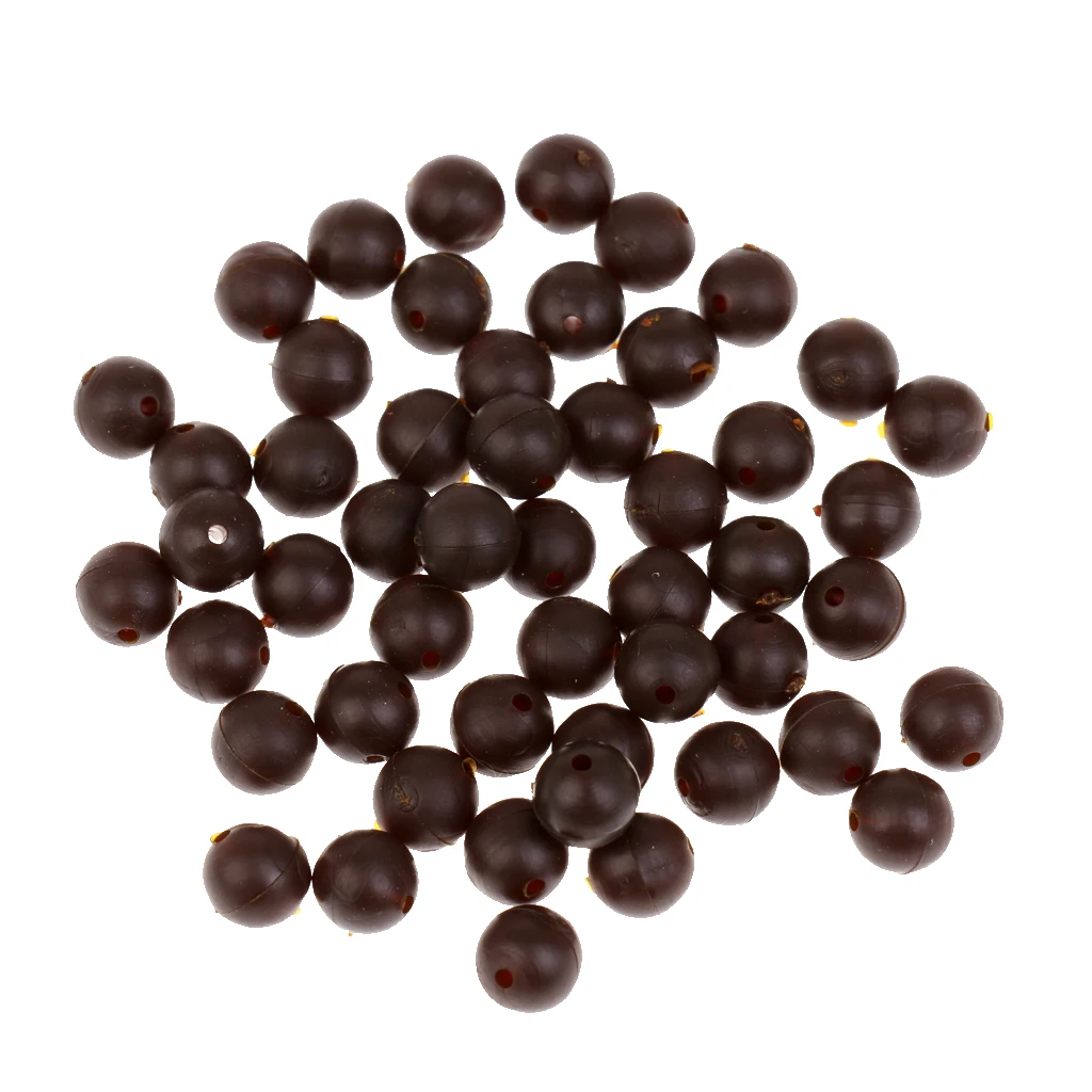 Brown 50 шт., круглые мягкие резиновые наконечники для ловли карпа, рыболовные принадлежности - Цвет: Brown