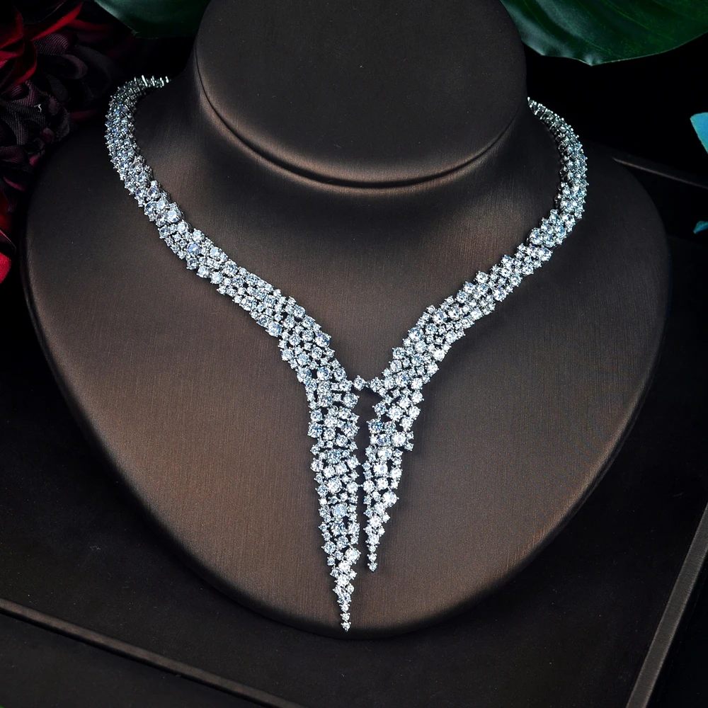 HIBRIDE роскошный дизайн AAA кубический циркон Свадебный комплект ювелирных изделий