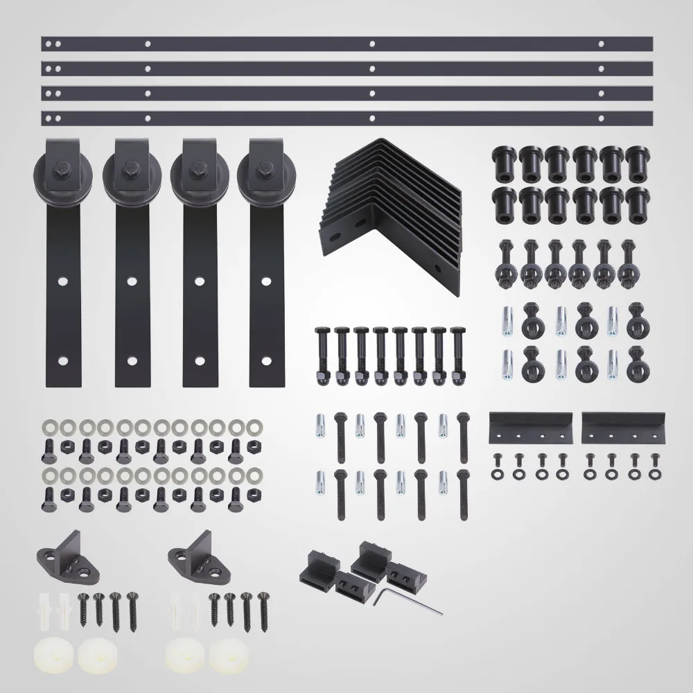 10FT Двойные Раздвижные Сарай Древесины Двери Шкафа Аппаратного Трек Система