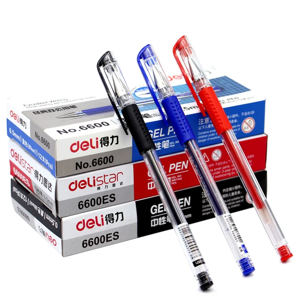 

12PCS Special Offer DELI 6600ES Gel Pen Signature Pen 0.5mm Pen To Office Student