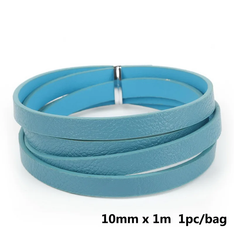 Peacock Blue Новинка, хит, 100 см, 10 мм, плоский шнурок из искусственной кожи, сделай сам, веревочная нить, шнурок, кружево, ювелирное изделие для Чокер "сделай сам", ожерелье - Цвет: Peacock Blue