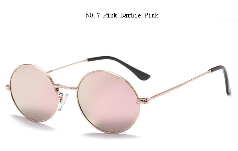 pink mirror pink Овальные Солнцезащитные очки маленького размера, золотисто-черные зеркальные круглые солнцезащитные очки, женские винтажные очки, красные Роскошные брендовые дизайнерские очки uv400 - Цвет линз: pink mirror pink