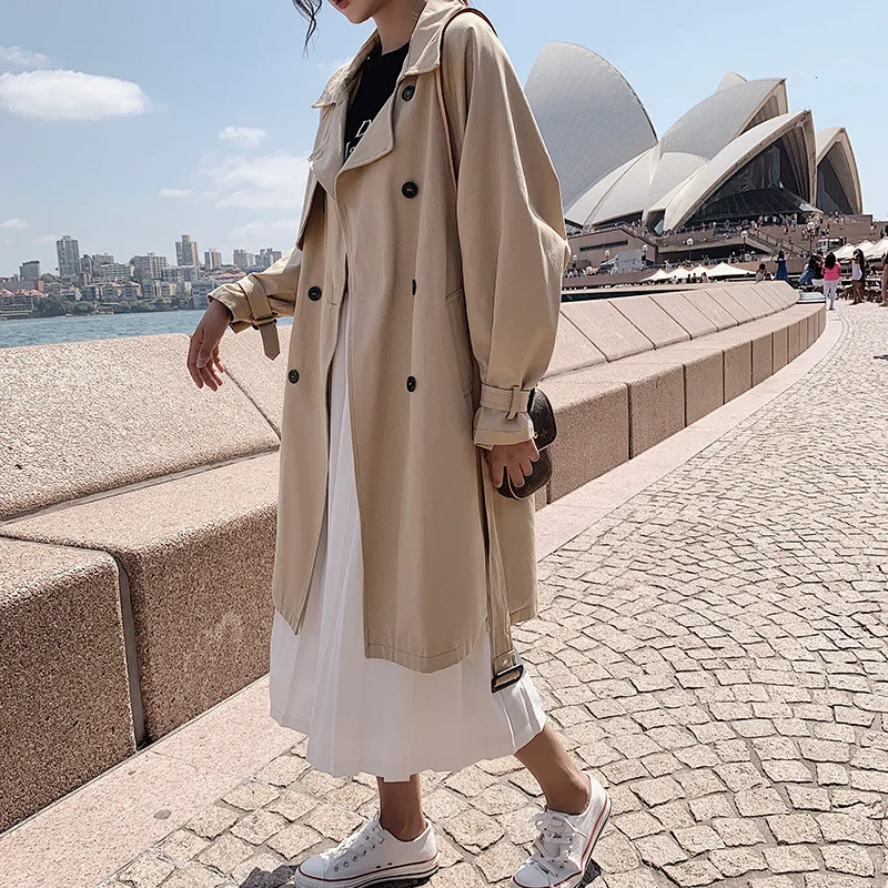 Женский плащ с отложным воротником, длинное женское пальто, Casaco Feminino Harajuku Abrigo Mujer trench Femme