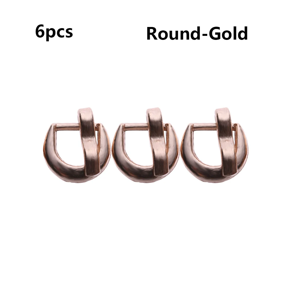 Gold Round 6 шт. кукольный мешок пряжки мини ультра-маленькая Тре-скользящая Пряжка ремня для DIY Пряжка для кукольной одежды обувь аксессуары для одежды 7*8 мм - Цвет: Gold Round