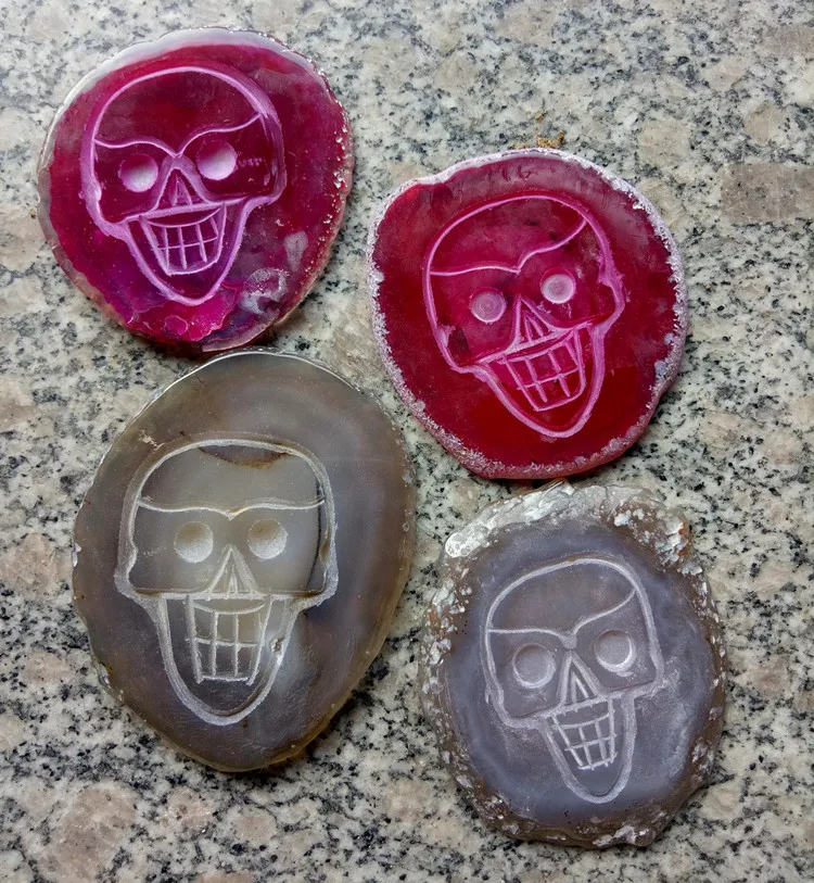 Оптовая продажа натуральный агат ломтик череп 4 шт.|skull resin|skull icingsliced fruit |