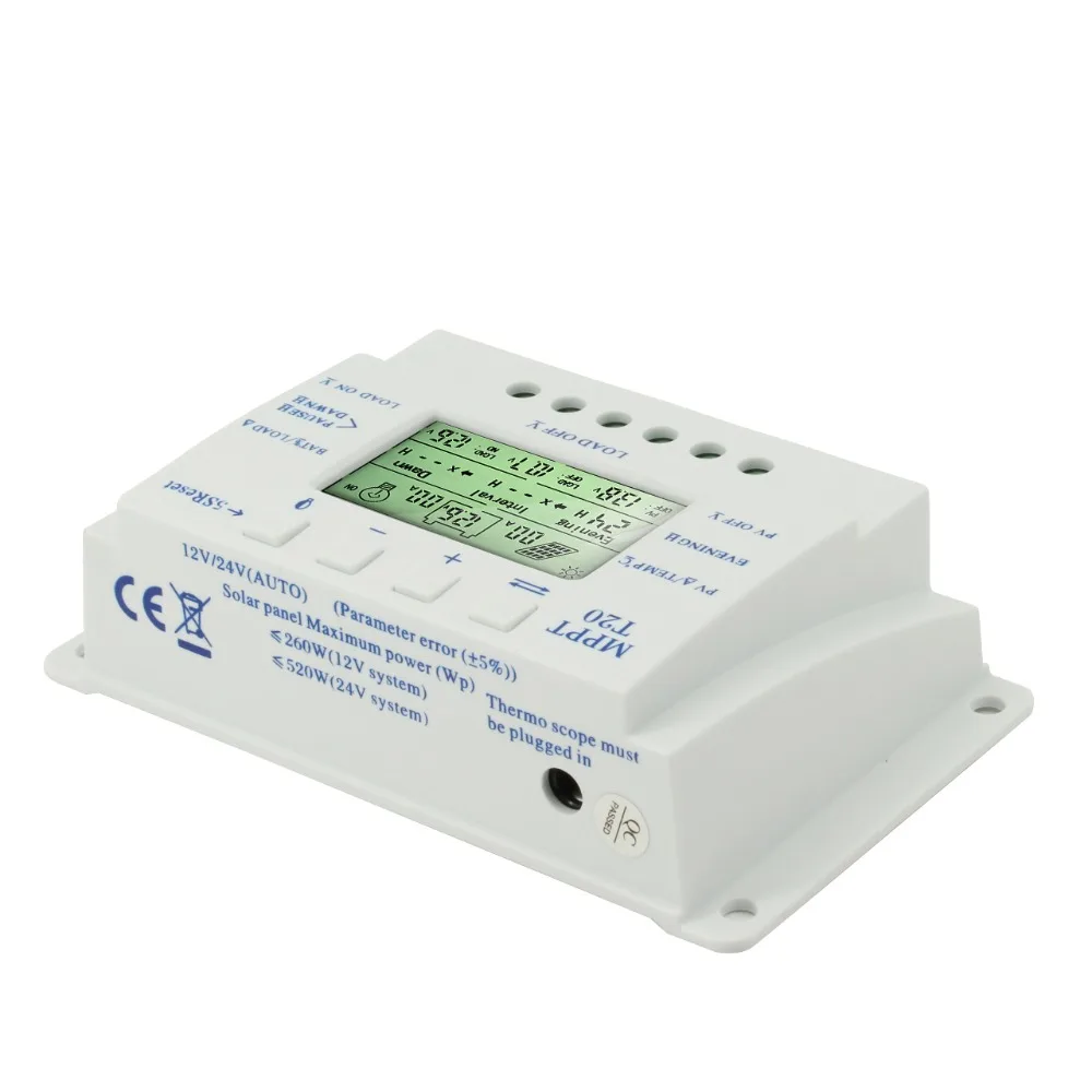 OEM ЖК дисплей 20A MPPT 12В/24В солнечная панель регулятор заряда батареи контроллер без