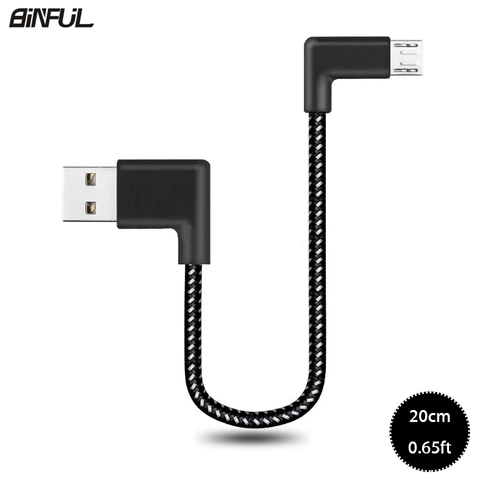 Короткий Micro USB кабель для быстрой зарядки 90 градусов 3 0 L внешний зарядный Samsung Xiaomi
