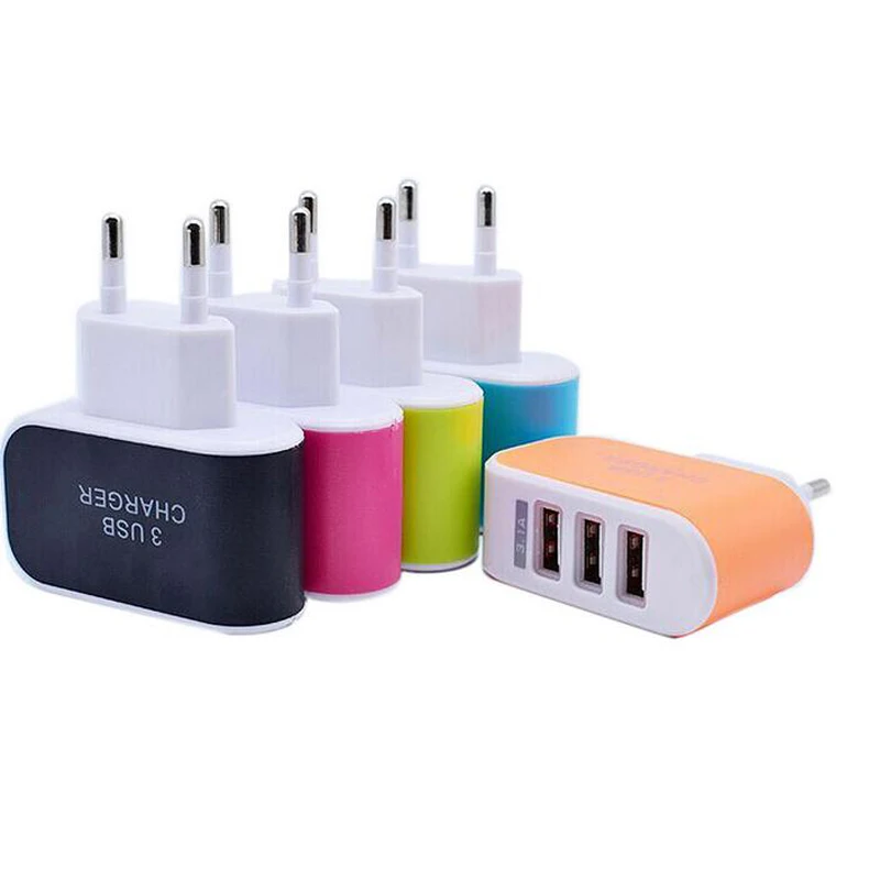 Зарядное устройство для телефона EU Plug 3 порта светодиодный легкое зарядное usb 5 в 2A
