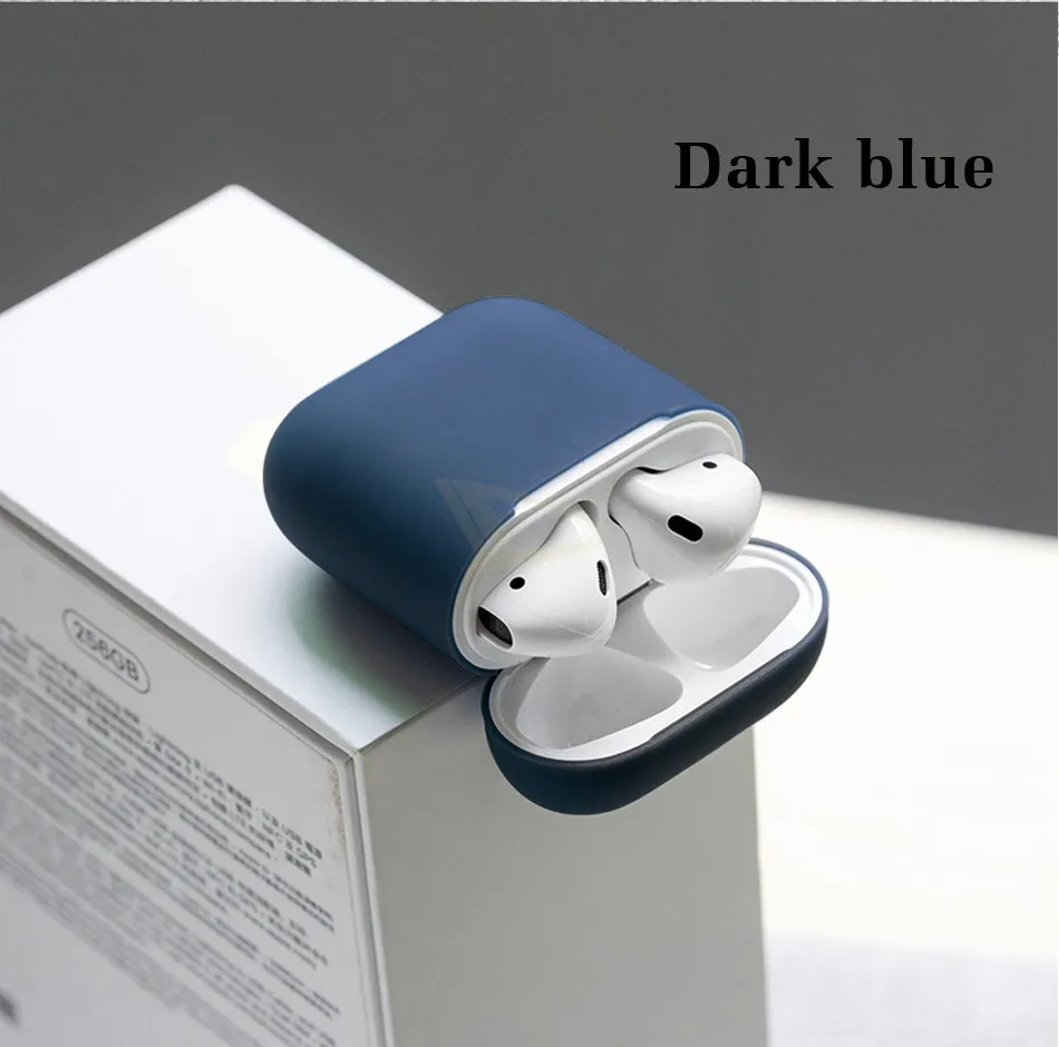 Официальный беспроводной Bluetooth чехол для наушников для Apple Airpods 1 2 Чехол для зарядного устройства для Airpods мягкий силиконовый тонкий Чехол - Цвет: Navy blue