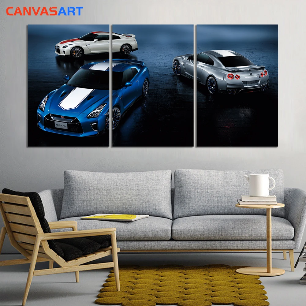 Холсте 3picece HD фотографии 2020 Nissan GT R 50th Юбилей Edition плакаты на стену изображения для