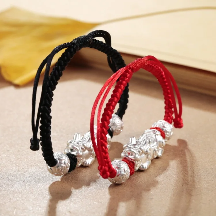 BOEYCJR 999 стерлингового серебра Цвет изменения Pixiu Храбрые войска браслет энергетический оплетка Браслеты& Браслеты для мужчин и женщин