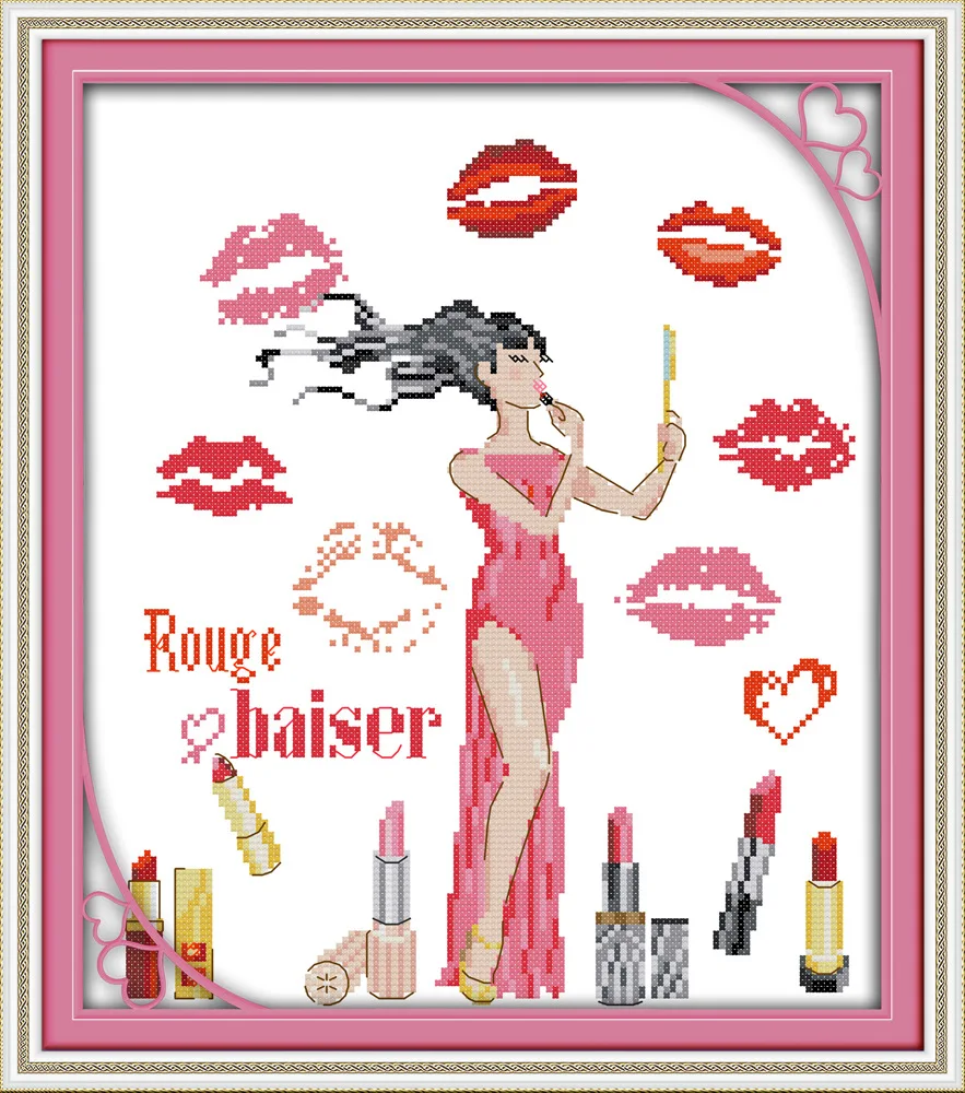 Набор для вышивки с изображением сексуальной женщины мир помада холст DMC наборы