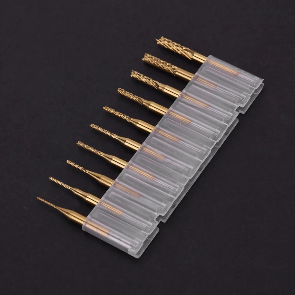 

10pcs/set CNC Drill Bits Mill Tool Set End PCB Woodworking Engraving Cutter For Power Tools 0.8-3.175mm for Circuit Boards