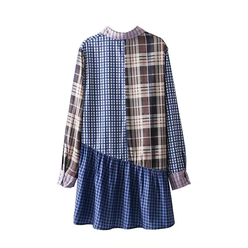OMCHION Blusa Feminina женская рубашка в клетку с отложным воротником и пуговицами