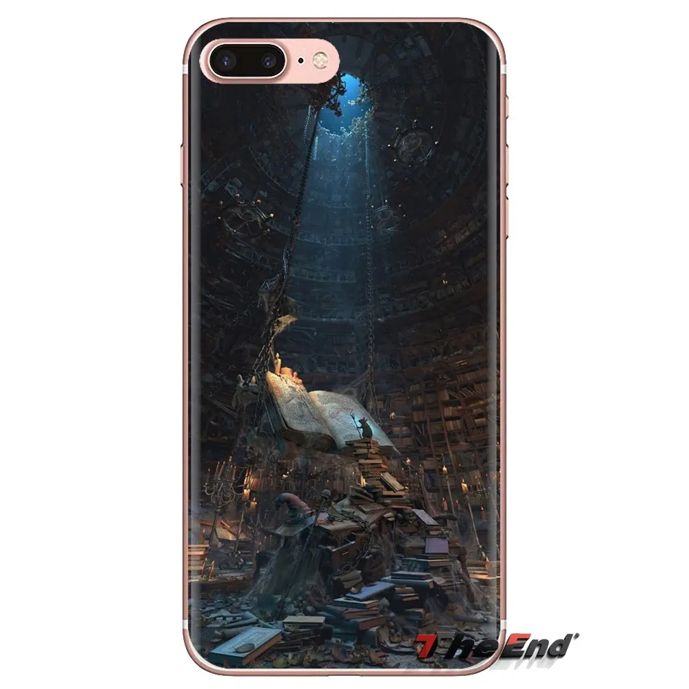 Прозрачный мягкий чехол для iPod Touch Apple iPhone 4 4S 5 5S SE 5C 6 6S 7 8 X XR XS Plus MAX Library fantasy art books |