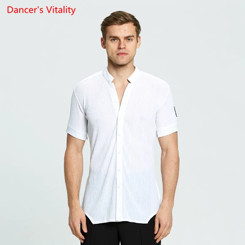 

3 Colors Short Sleeve Ballroom Dance Shirt Adult Men's Waltz Latin Dance shirt Men Latin Dance Shirts Ballroom Stage Dance Tops