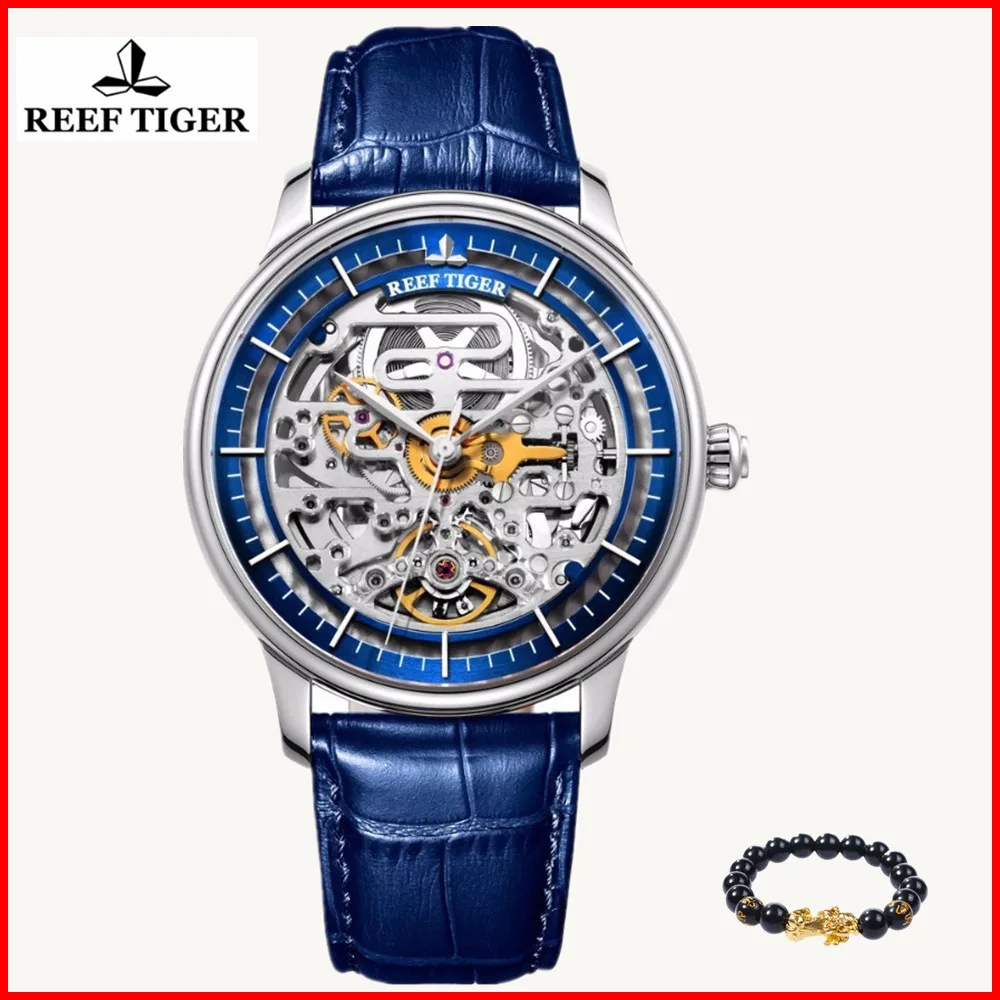 Мужские часы Reef Tiger брендовые дизайнерские автоматические стальной корпус
