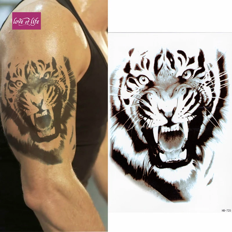 

Tiger Temporary Tattoo - Realistic Transfer Waterproof Mens Womens Kids Fancy