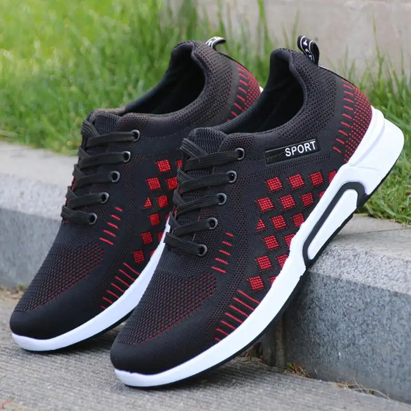 

Summer Mesh Men's Casual Shoes Recreational Breathable Male Casual Sneakers Flying Weaving Shoes Soft Sole Shoes