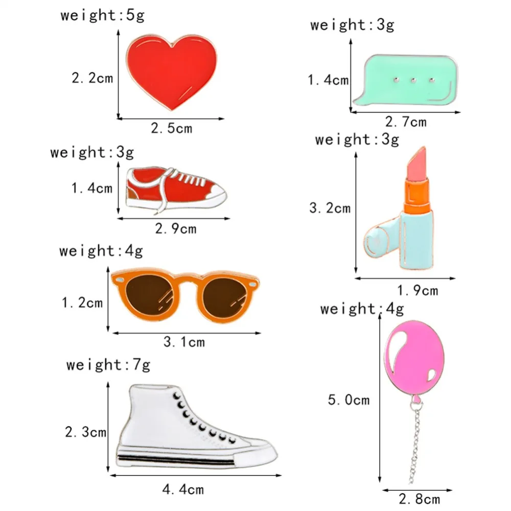 Balloon Canvas Shoes Love Heart Sun Glasses Lipstick Brooch Stick Pins Hat Jeans Brooches Accessory Cool Jewelry #277058 | Украшения и