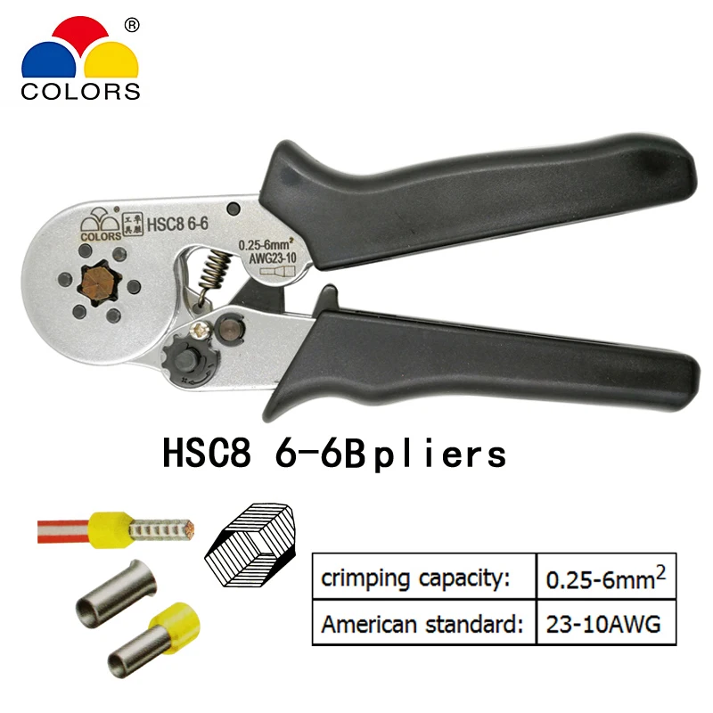 Цвета HSC8 6 обжимные плоскогубцы для трубки тип иглы Обжимной наконечник