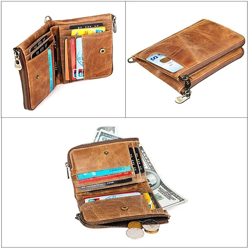 Кошелек из 100% натуральной кожи Crazy Horse Rfid мужской маленький кошелек портмоне