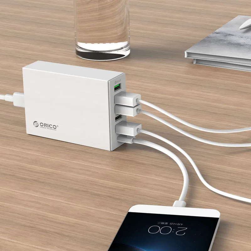 Быстрое зарядное устройство ORICO Type C QC2.0 6 портовое 5V2.4A 9V2A 12V1.5A для мобильного
