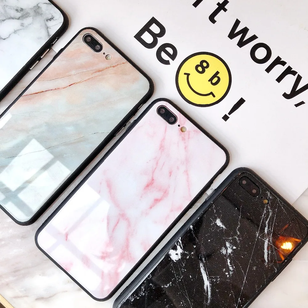 Marble Phone Case For iPhone 6s Silikon 8plus Glass Cases Coque 7 plus Marbre xs Cover Luxury Xs Max |