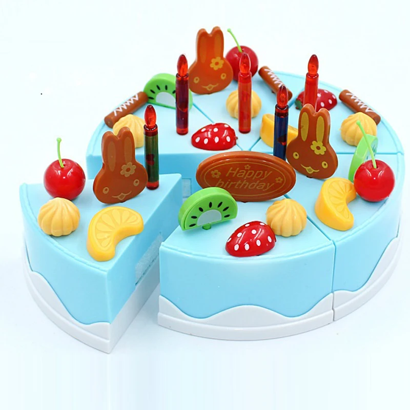 38 pcs Safe ABS Plastic Kitchen Toy Fruit Birthday Cake Cutting Kids Pretend Play Role Educational Girl DIY De Juguete Boy Gift | Игрушки и