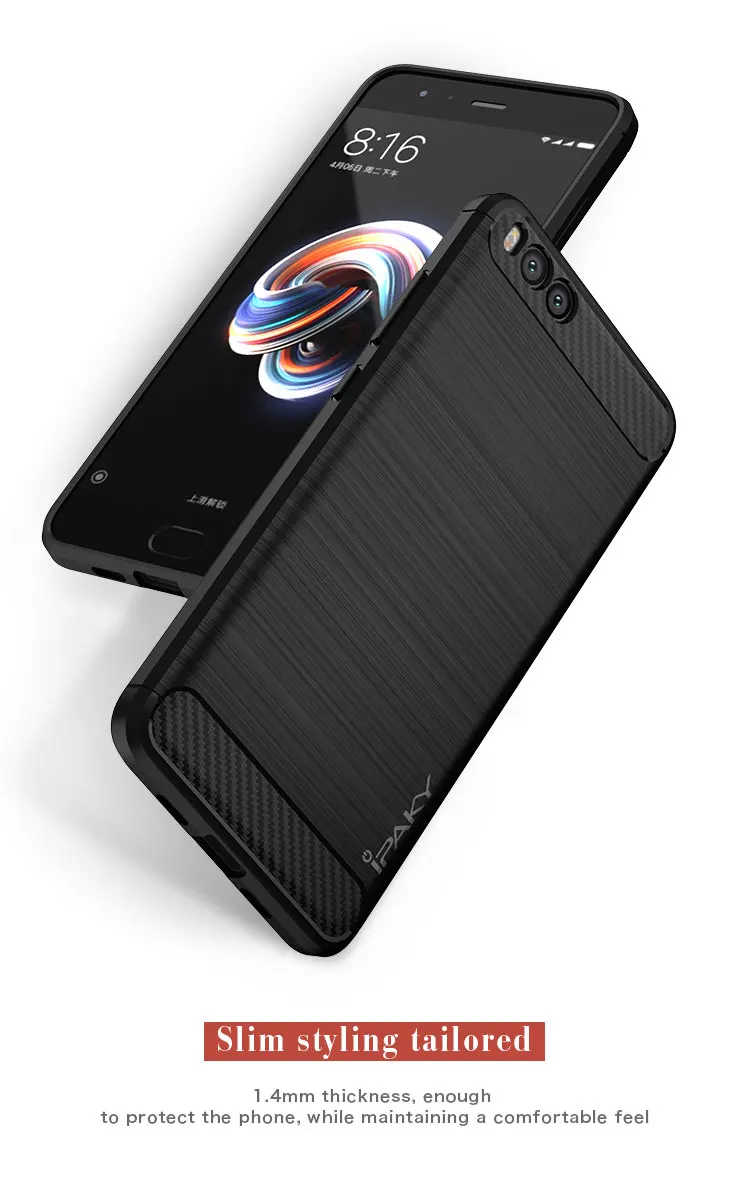 Для Xiaomi Mi Note 3 чехол IPAKY силиконовый карбоновый гибридный защитный чехол для Xiaomi Mi Note 3 чехол