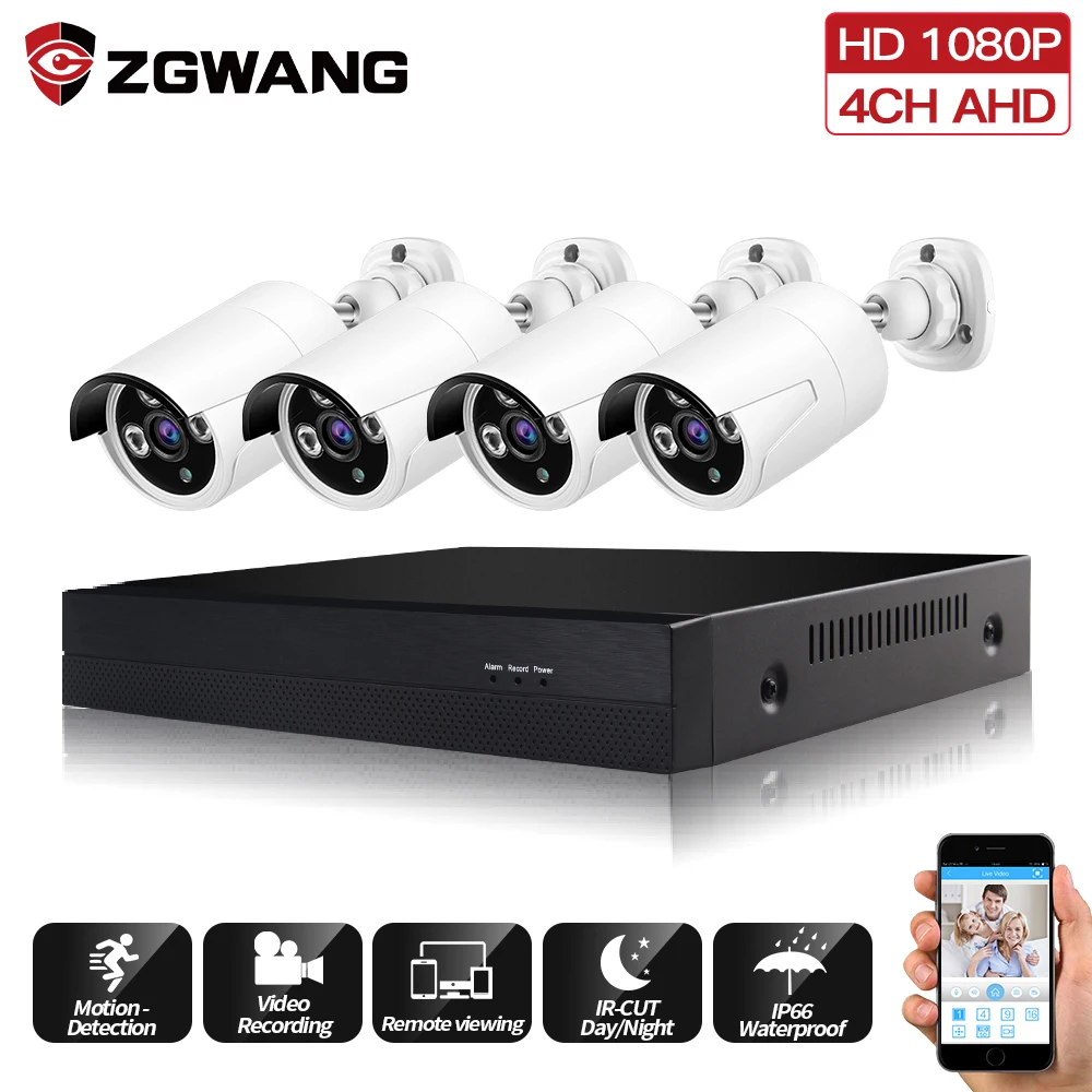 ZGWANG 1080P 4 канальный комплект видеонаблюдения для наружного наблюдения|Система