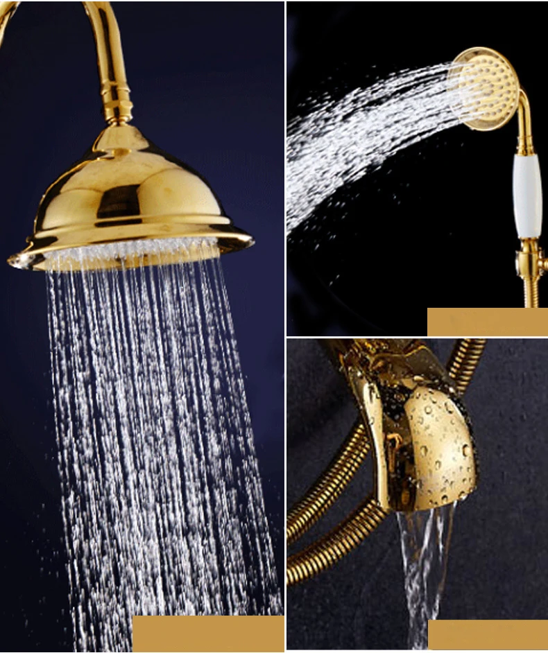 Душевая система sendukt с нефритовым камнем Золотая в европейском стиле для ванной