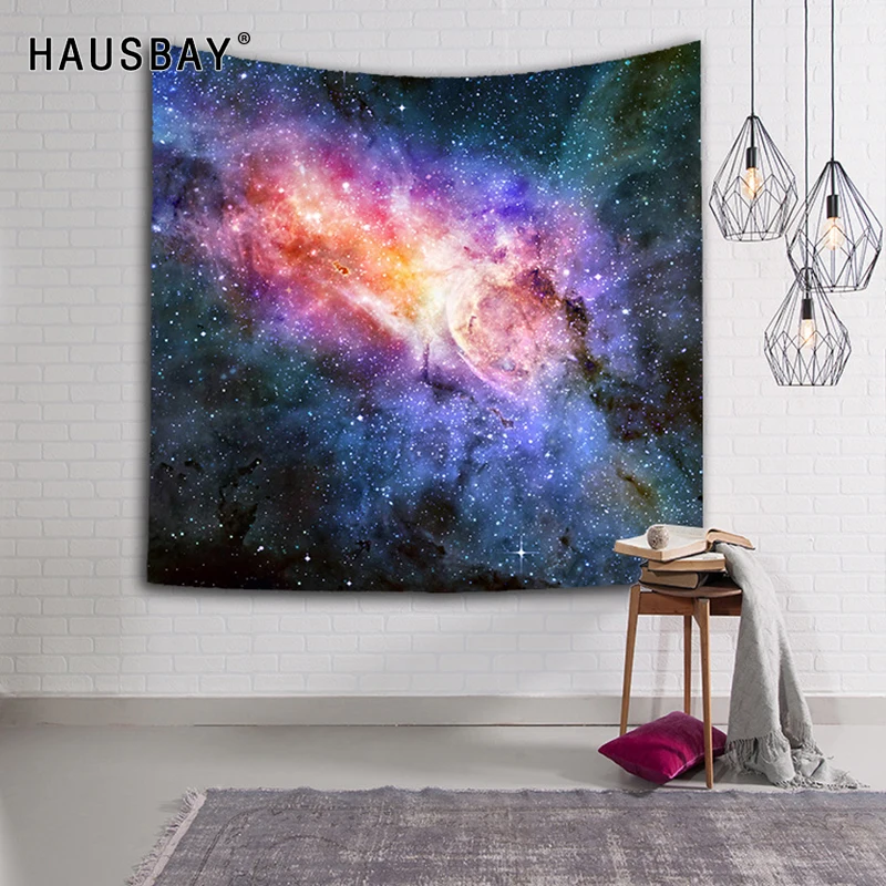 Подвесной Настенный Гобелен из ткани со звездами и звездным небом Galaxy