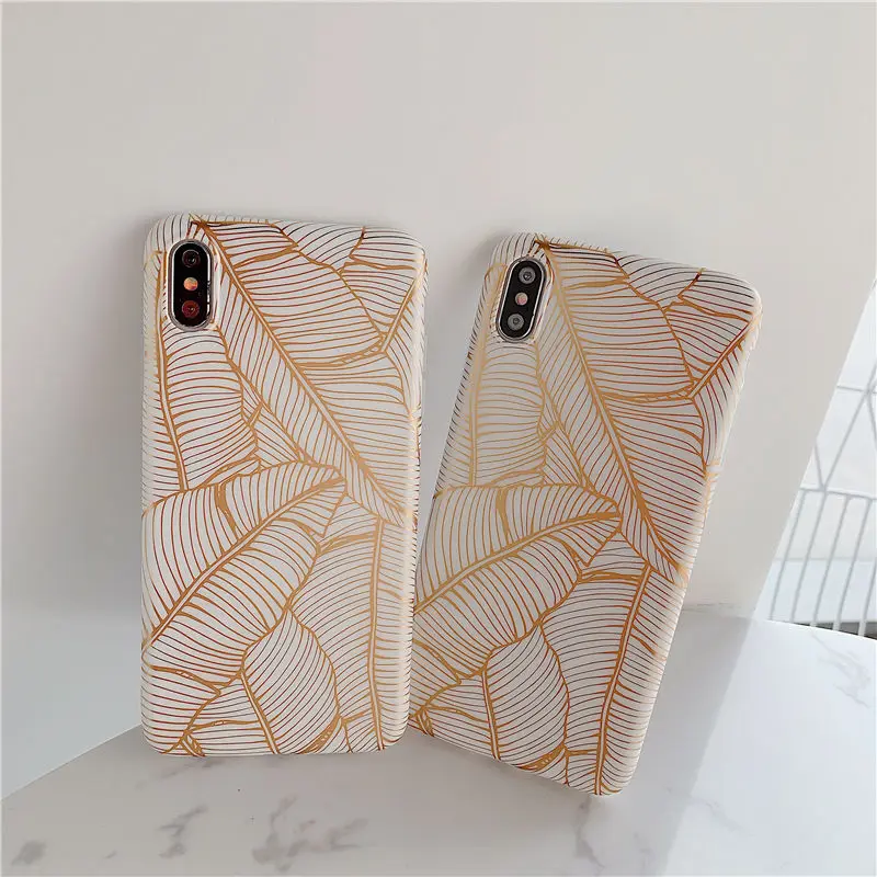 FLYKYLIN Art Gold banana leaf чехол для iphone XS Max XR X 6 S 7 8 Plus задняя крышка мягкий IMD силиконовый