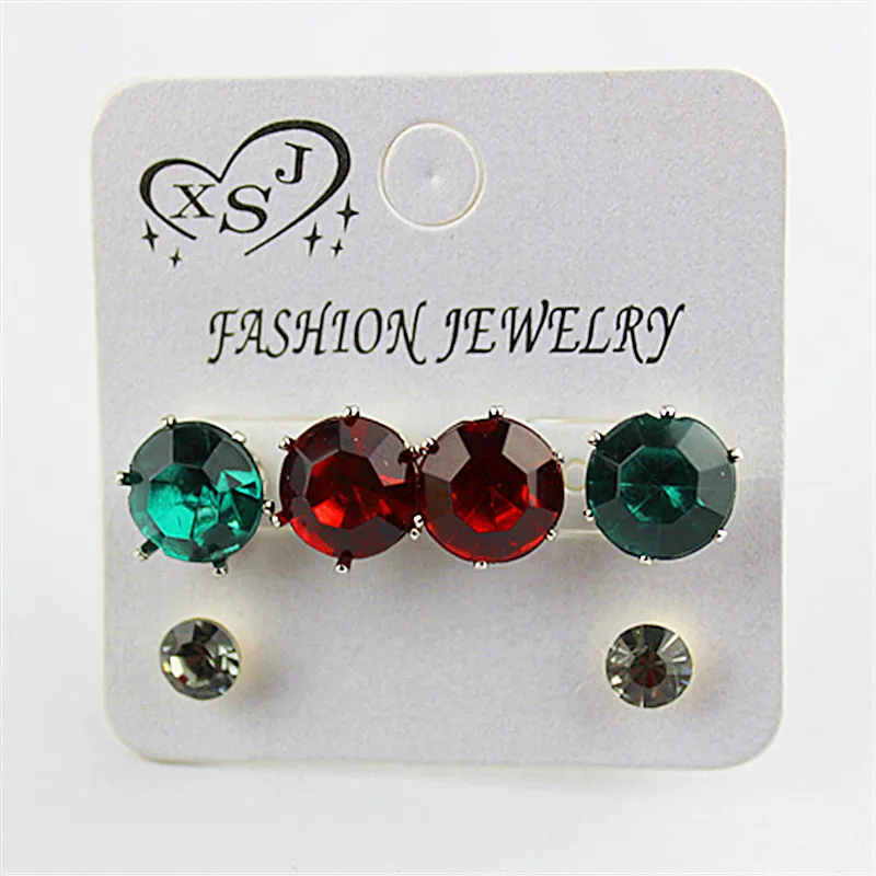 New popular Christmas lady wholesale jewelry factory girls birthday party gorgeous red green gray stud earrings g | Украшения и