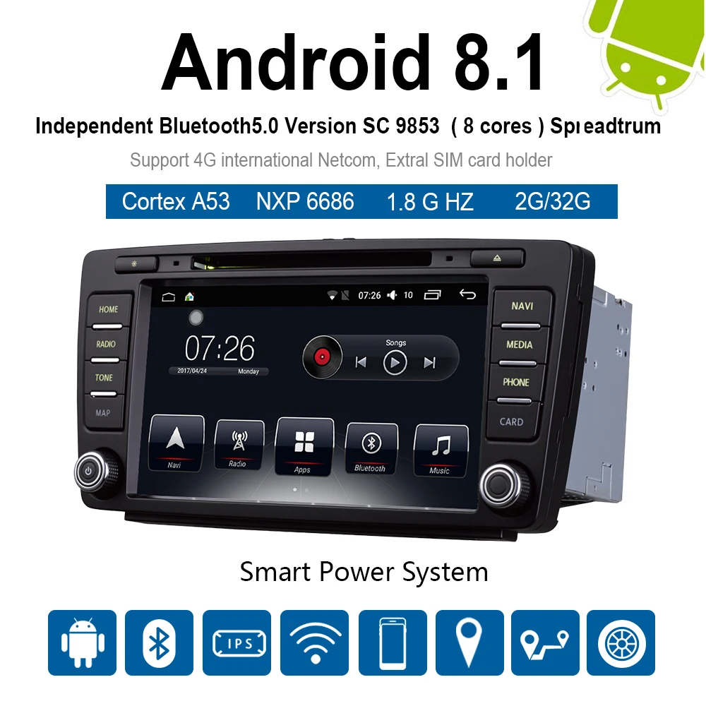 Автомобильный мультимедийный плеер 2 Din Android 8,1 автомобильный DVD для VW/Volkswagen Skoda Octavia Skoda Yeti " 4G/32G/64G сенсорный экран автомагнитолы