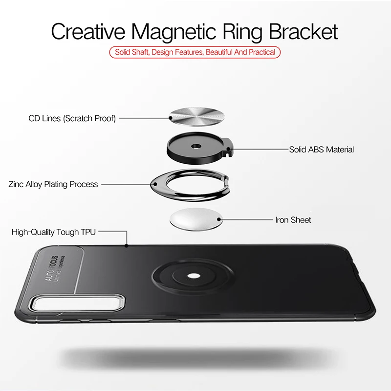 For Huawei Nova 5T Case Finger Ring Magnetic Bracket Soft TPU Silicone Back Cover 5 T Phone |