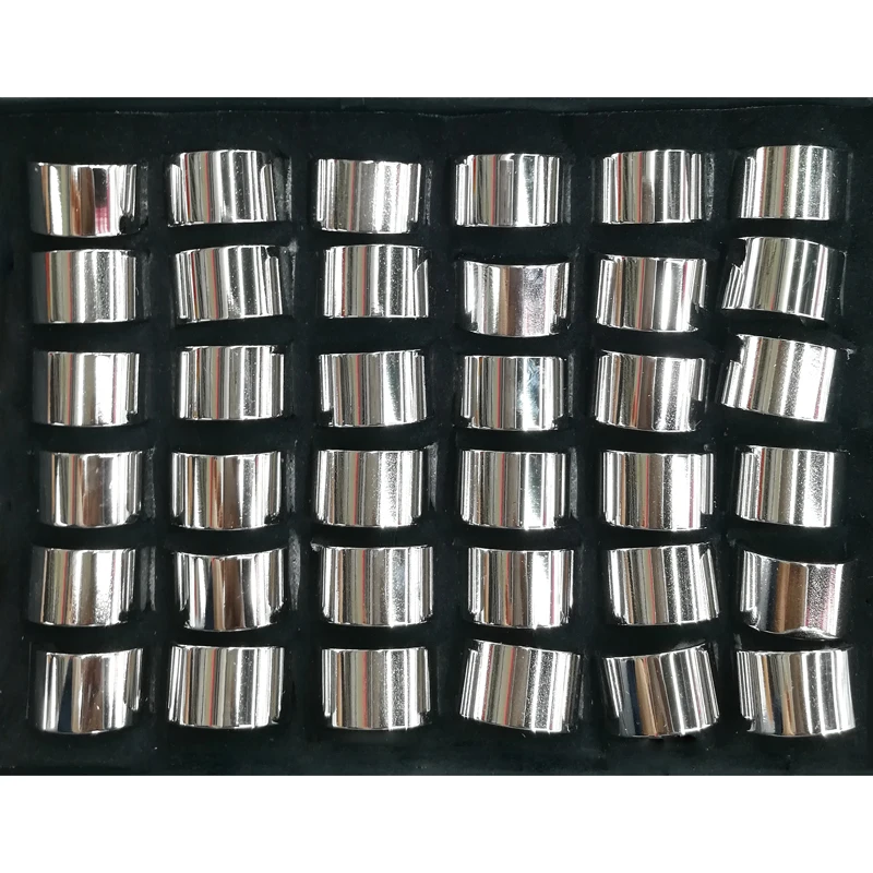 

European Simple Glossy Surface Stainless Steel Rings Silver Color 36pcs/lot